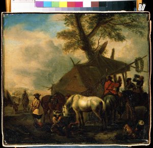 浇水的地方菲利浦斯-乌尔曼（1619-1668 年）的画作。木板油画