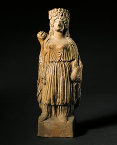 腓尼基艺术：代表神圣的塔尼特的陶土雕像。 公元前 3-2 世纪。 马德里, Museo Arqueologico Nacional