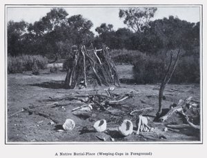 A Native Burial-Place, Weeping-Caps in Foreground (b/w photo) 作者 澳大利亚摄影师