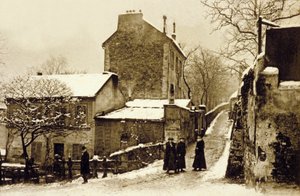 Le Lapin Agile，巴黎蒙马特区，c。 1900（黑白照片）