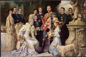 艺术家 Ak Kaiser Wilhelm II、Auguste Viktoria、Viktoria Luise、灰狗、普鲁士（黑白照片） 作者 德国摄影师