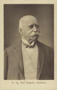 德国飞艇设计师和建造者格拉夫·费迪南德·冯·齐柏林 (Graf Ferdinand von Zeppelin)（黑白照片） 作者 德国摄影师