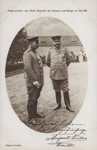 Kaiser Wilhelm II with Field Marshal Paul von Hindenburg, commander of the German army, Posen, World War I 作者 德国摄影师