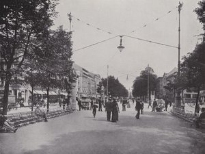 Unter Den Linden、Mittelallee 和腓特烈大帝纪念碑的景色（黑白照片） 作者 德国摄影师