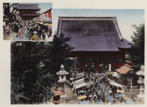 日本，约1912年。东京浅草公园的观音寺和它的地面以及各种表演(照片) 作者 摄影师 日本人