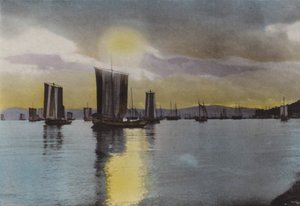 日本，约 1912 年：日落，明石海岸（照片） 作者 摄影师 日本人