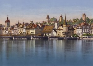 老卢塞恩、Seebrucke 和 Musegg（彩色照片）