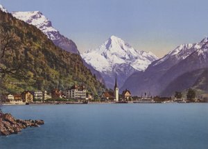 Fluelen 和布里斯坦山 3074 米（彩色照片）