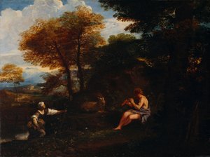 牧羊人和牧羊女的风景（布面油画） 作者 码头弗朗切斯科莫拉