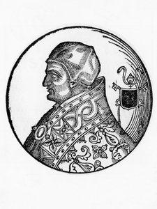 604年天主教会第65任教皇萨比尼安（卒于606年）的肖像，雕版画 作者 布莱斯·尼古拉斯·勒苏尔