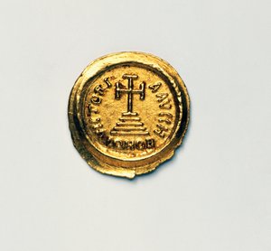 拜占庭皇帝Heraclius的Solidus，拜占庭硬币，公元7世纪