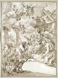 牧羊人的崇拜》（钢笔和墨水）