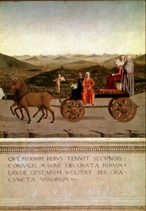 Federico da Montefeltro 和 Battista Sforza 的胜利双联画，细节（木头上的蛋彩画） 作者 皮耶罗·德拉·弗朗西斯卡