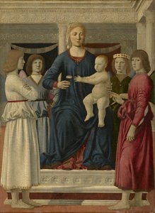 处女和有四个天使的孩子登场，约1460-70年 作者 皮耶罗·德拉·弗朗西斯卡