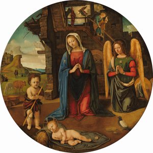 带有圣约翰婴儿的耶稣诞生图，约1495-1505年。 作者 皮耶罗迪科西莫