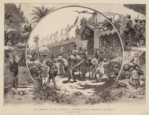 尼斯狂欢节，安格莱斯长廊上的鲜花之战（雕刻） 作者 皮埃拉·孔巴