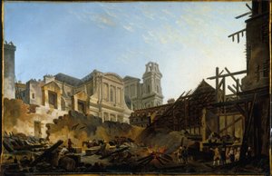 1762 年 3 月 16 日至 17 日晚火灾后的圣日耳曼广场，约 1762 年（油画）