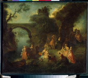河边的舞蹈（Danse pres de la riviere）。皮埃尔-安托万-基拉德（Pierre Antoine Quillard）的画作