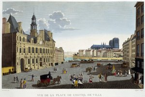 市政厅广场，约1820年--载于Courvoisier的《巴黎风景》中