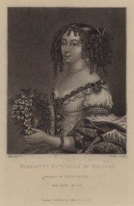 亨利埃塔，奥尔良公爵夫人，查理一世 (mezzotint) 的女儿 作者 皮埃尔（后）米尼亚德