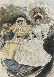 德才兼备的年轻女性，奥塔夫-乌赞（1851-1931 年）1894 年创作的《巴黎的女性》插图（彩色雕刻） 作者 皮埃尔（后）比达尔