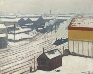 雪中的蒙巴纳斯火车站，1913年 作者 阿尔伯特·马尔凯