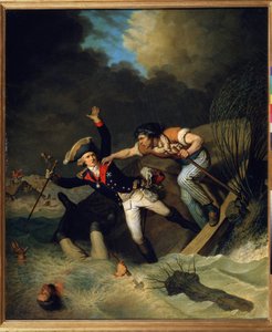不伦瑞克的利奥波德在 1785 年不伦瑞克的一场洪水中丧生。皮埃尔-亚历山大-德-维尔（Pierre Alexandre de Wille，1748-1821 年）绘制。布面油画