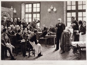 1887年，夏尔科医生在Salpetriere进行的临床讲座。让-马丁-沙尔科教授部门的学生，他解释了布兰奇-维特曼的病例，他的病人和小白鼠是她研究癔症的首选。他是乔 作者 皮埃尔·安德烈（后）布劳耶