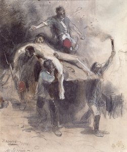 男子携带尸体，1848年2月23日（水粉）