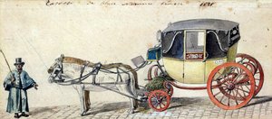马和马车，1825年（笔和墨水和纸张上的wc）