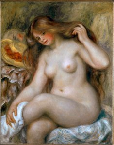 金发女郎。 头发很长的裸体女人。 皮埃尔·奥古斯特·雷诺阿 (Pierre-Auguste
