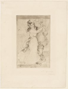 乡村舞蹈》，约 1890 年（象牙白板纸上的棕灰色蚀刻版画） 作者 皮埃尔·奥古斯特·雷诺阿