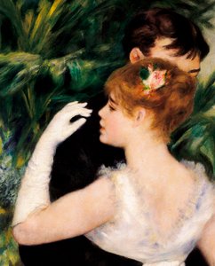 在镇上跳舞 - 法国画家苏珊娜·瓦拉东 (Suzanne Valadon) (1865-1938) 是模特之一（细节） 作者 皮埃尔·奥古斯特·雷诺阿