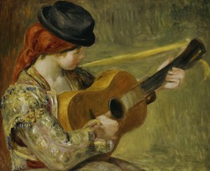 吉他的女孩，1897年 作者 皮埃尔·奥古斯特·雷诺阿