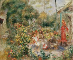 蒙马特花园中的女孩； 1893-5年，蒙马特花园里的女孩 作者 皮埃尔·奥古斯特·雷诺阿
