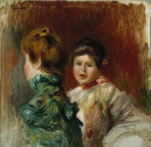 《两个女人的头》，约1895年（布面油画） 作者 皮埃尔·奥古斯特·雷诺阿