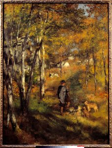 Jules Lecoeur and his dogs in Fontainebleau forest. Painting by Pierre Auguste Renoir (1841-1919) 作者 皮埃尔·奥古斯特·雷诺阿