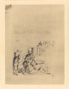 在海滩上--在伯尔尼瓦尔 Sur la plage - a Berneval, 1892. 作者 皮埃尔·奥古斯特·雷诺阿