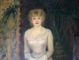 女演员Jeanne Samary的肖像》，1878年。   作者 皮埃尔·奥古斯特·雷诺阿