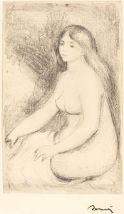 坐在地上的浴者Baigneuse assise，约1905年。 作者 皮埃尔·奥古斯特·雷诺阿