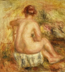 坐着的女性裸体，从后面看；裸体女人坐着，后视图，1917年