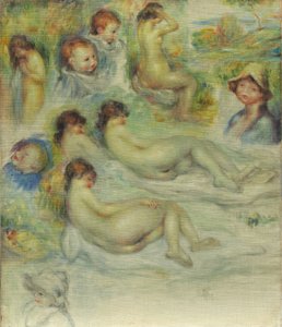 皮埃尔·雷诺阿（Pierre Renoir），他的母亲，艾琳·夏格（Aline Charigot），裸体和风景的研究，1885-86年