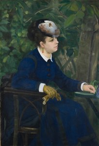 花园里的女人 戴海鸥帽的女人，1868年。 作者 皮埃尔·奥古斯特·雷诺阿