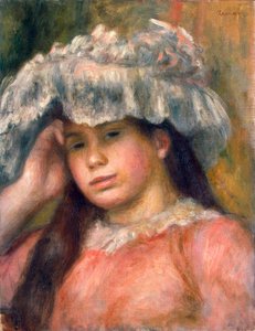 戴帽子的年轻女孩，1892-1894年。 作者 皮埃尔·奥古斯特·雷诺阿