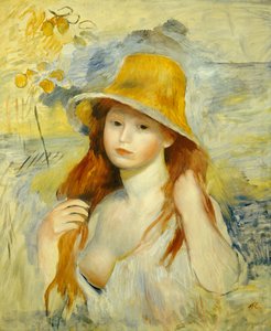戴草帽的少女，1884年 作者 皮埃尔·奥古斯特·雷诺阿