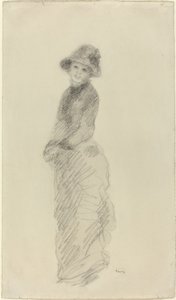 年轻女子站立，约1880年。 作者 皮埃尔·奥古斯特·雷诺阿