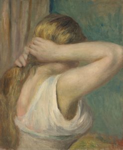 高举双臂的少女，约 1895 年（布面油画） 作者 皮埃尔·奥古斯特·雷诺阿