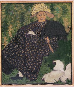 祖母与鸡，1890年 作者 皮埃尔·邦纳德