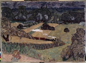 有货运列车的风景。皮埃尔-博纳尔（1867-1947 年）的画作 作者 皮埃尔·邦纳德