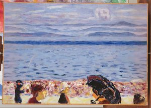 海滩，蓝海，c.1930 作者 皮埃尔·邦纳德